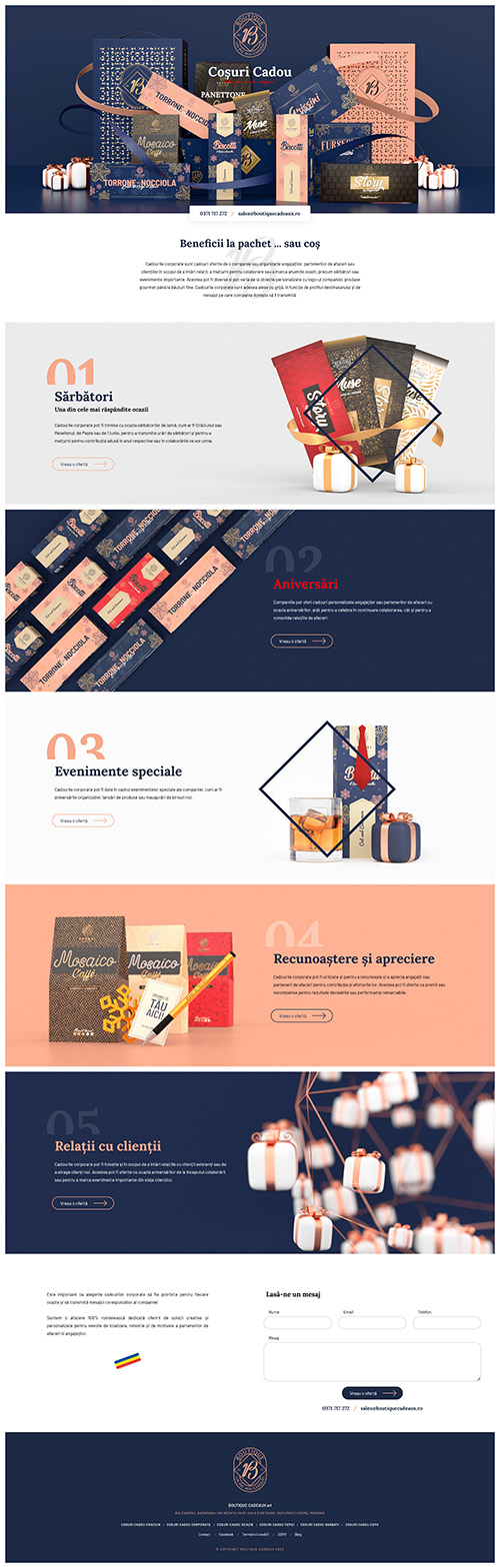 Boutique Cadeaux landing page